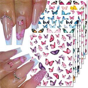8Pcs Butterfly Nail Art Stickers Decals,3D Butterfly Nail Stickers for Nail Art